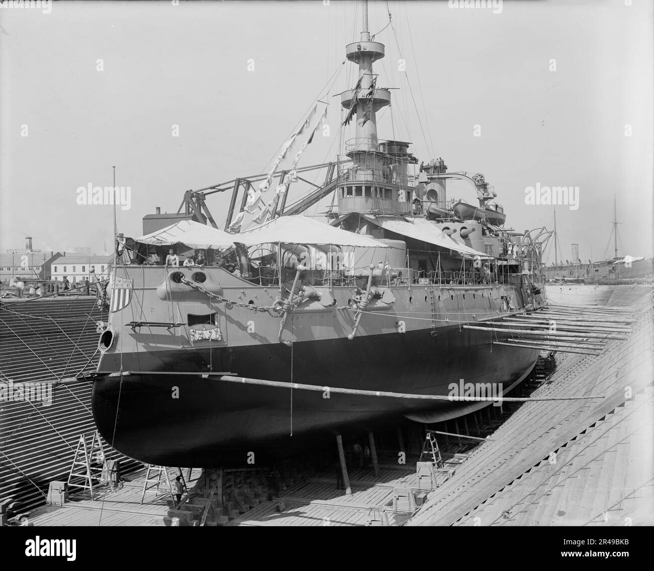 U.S.S. Oregon in dry dock, Brooklyn Navy Yard, 1898 AugOct Stock Photo
