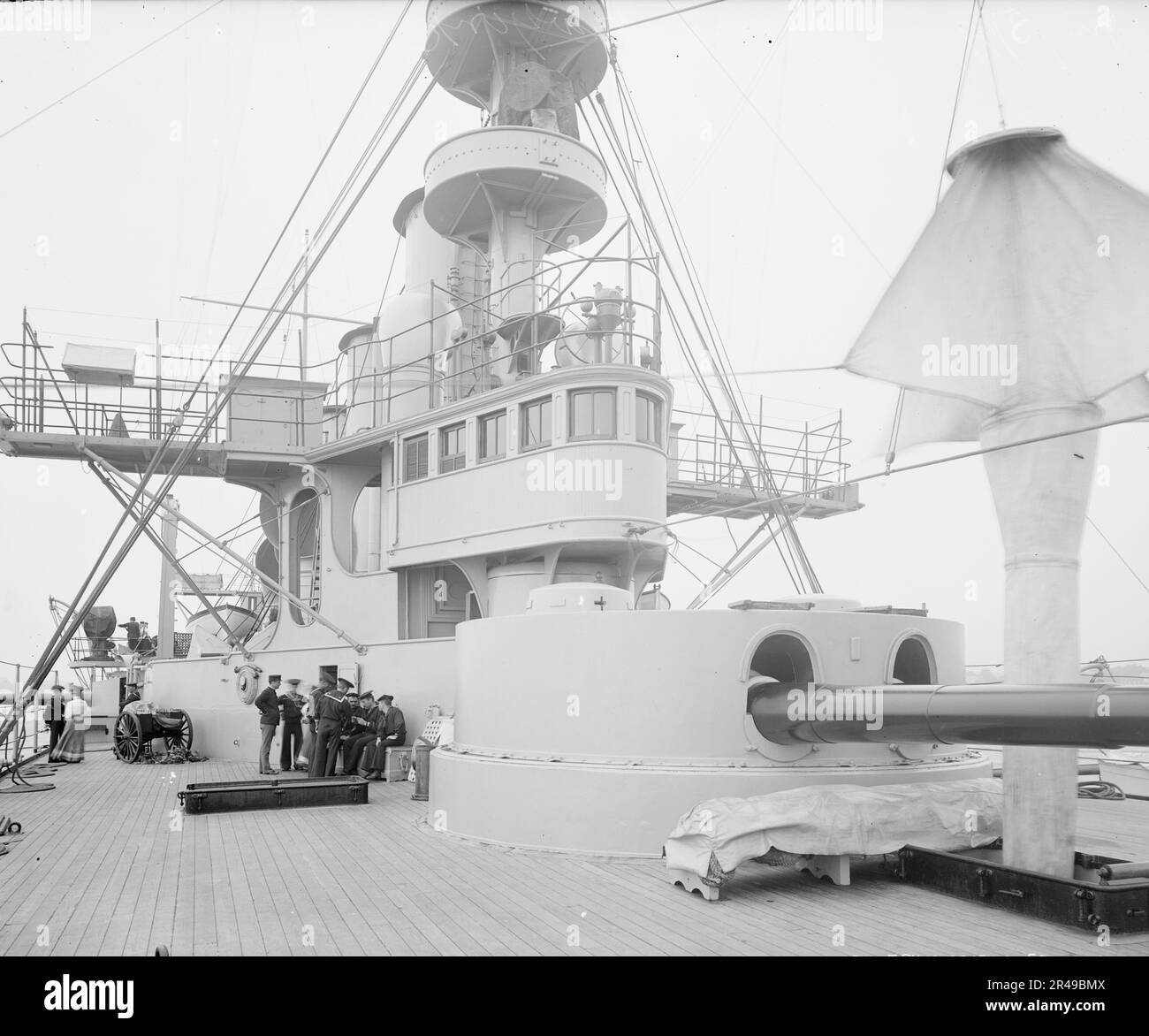 U.S.S. New York bridge and pilot house, 1899 July 5 Stock Photo Alamy