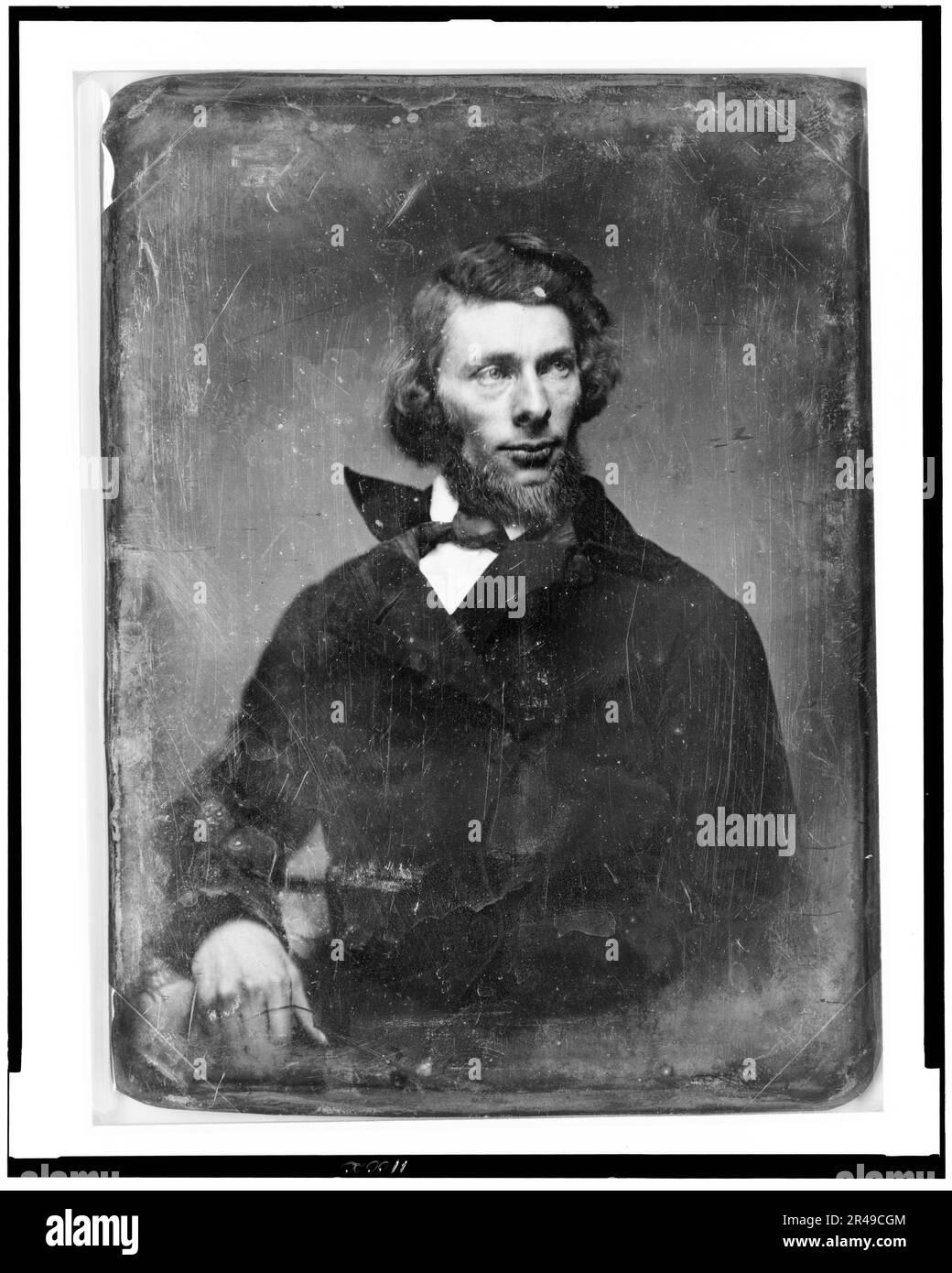 Unidentified man, possibly Asher Brown Durand, half-length portrait, slightly to the left, head three-quarters to the right, with beard, between 1844 and 1860. Stock Photo