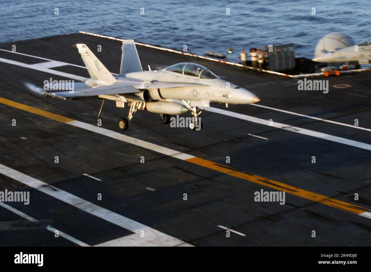 US Navy An F-A 18 Hornet lands on the flight deck Stock Photo - Alamy