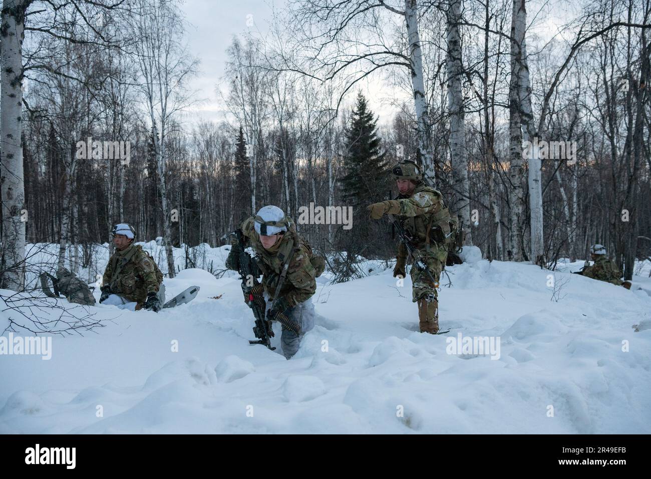 A U.S. Army infantry squad leader, right, with Blackfoot Company, 1st