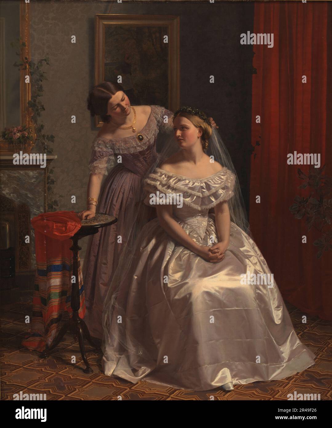 The Bride Is Adorned By Her Friend 1859 Stock Photo Alamy