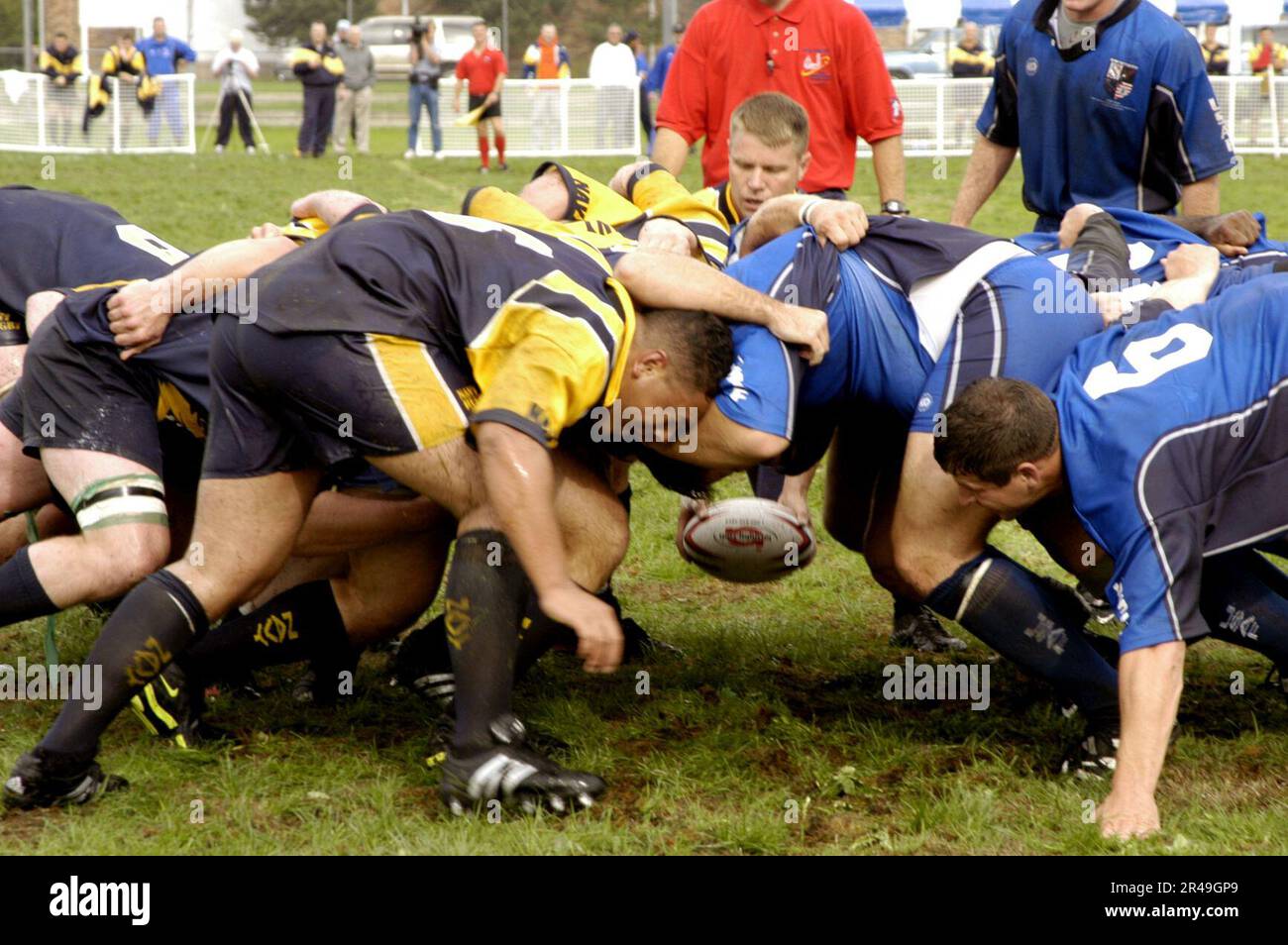 US Navy U.S. Navy rugby team members butt heads Stock Photo Alamy