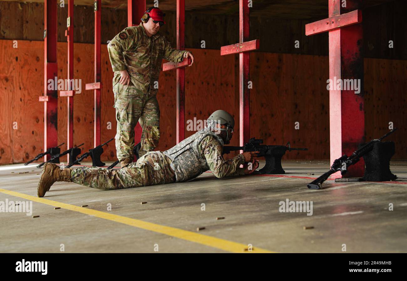A U.S. Air Force Airman assigned to the 23rd Wing, shoots his final