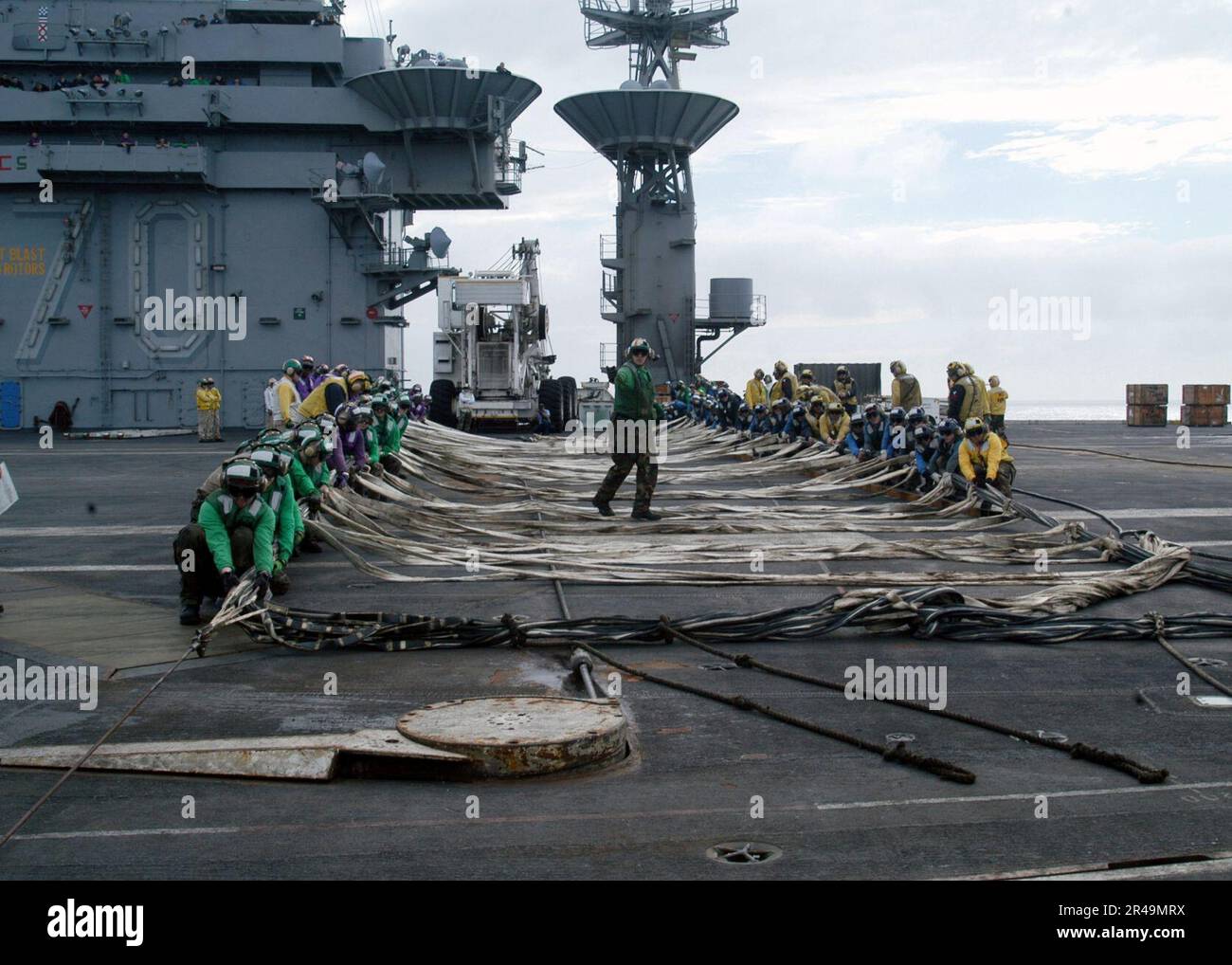 US Navy Sailors assigned to the air department aboard USS Carl Vinson ...