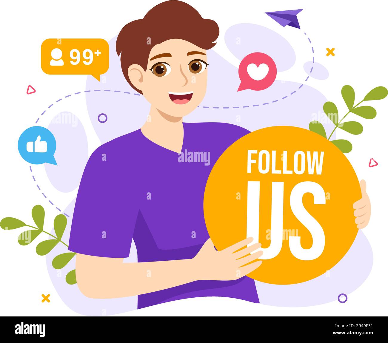 Follow Us and Like Vector Illustration for Internet Advertisement of a ...