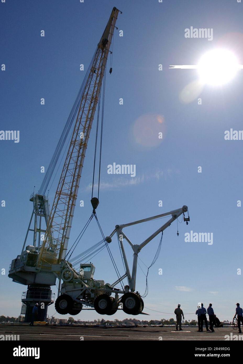 US Navy The flight deck crash and salvage crane aboard the aircraft ...