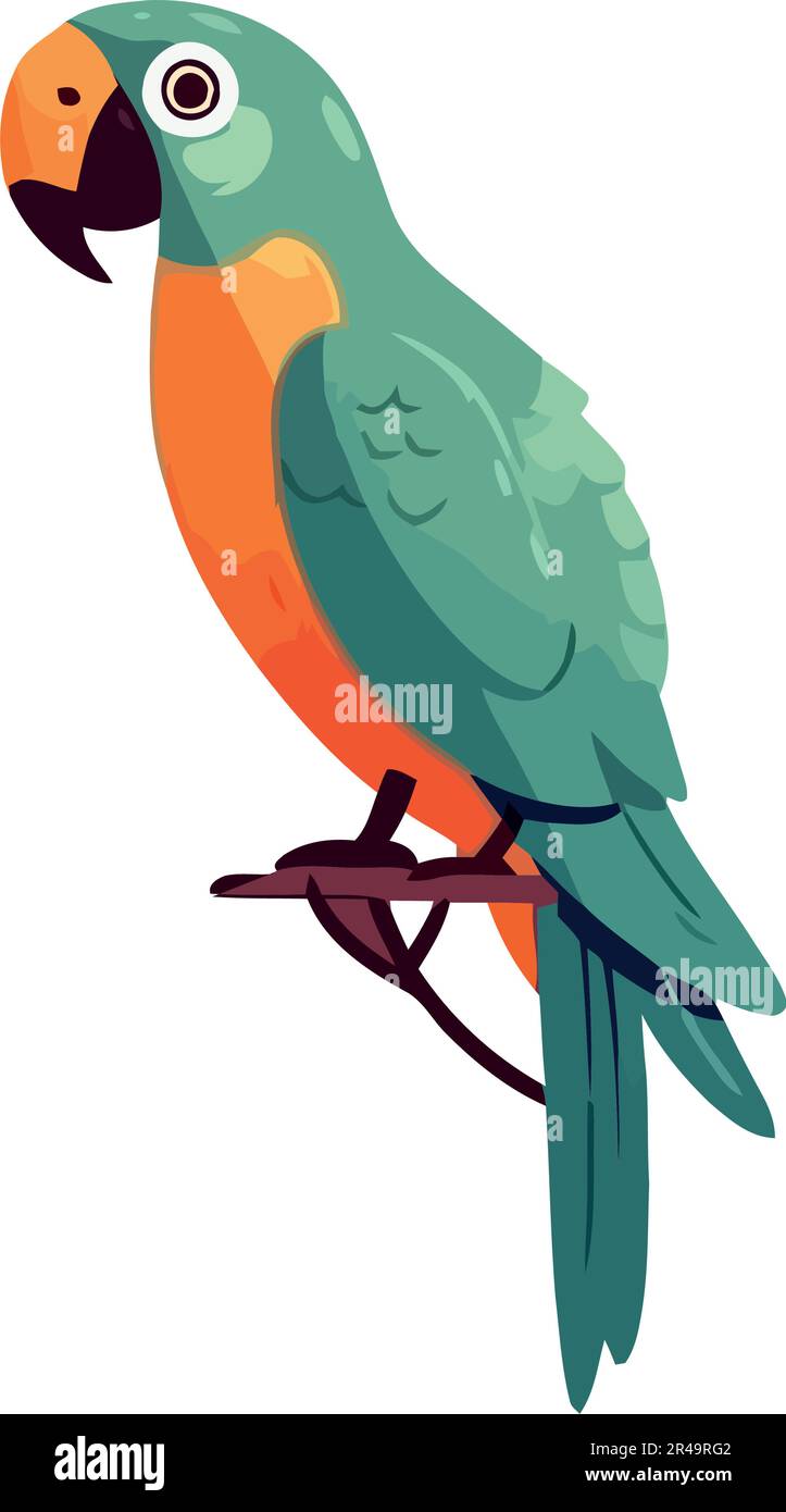 Colorful macaw perched on branch Stock Vector