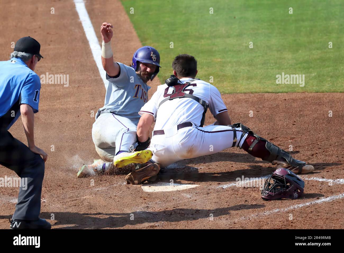 HOOVER, AL MAY 26 LSU Tigers catcher Hayden Travinski (25) is tagged