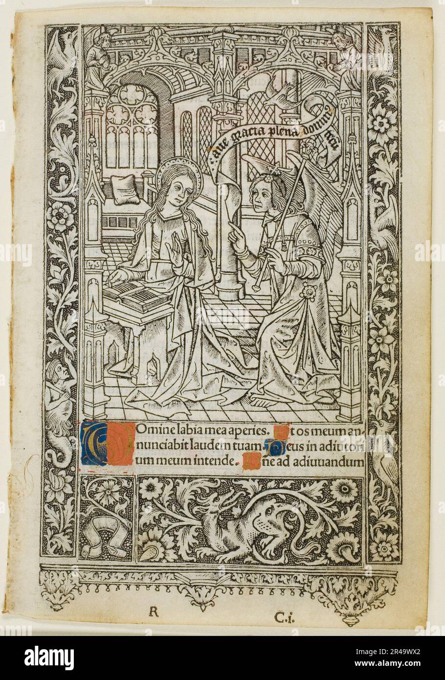 Annunciation, from a book of hours, 1505/10. Stock Photo
