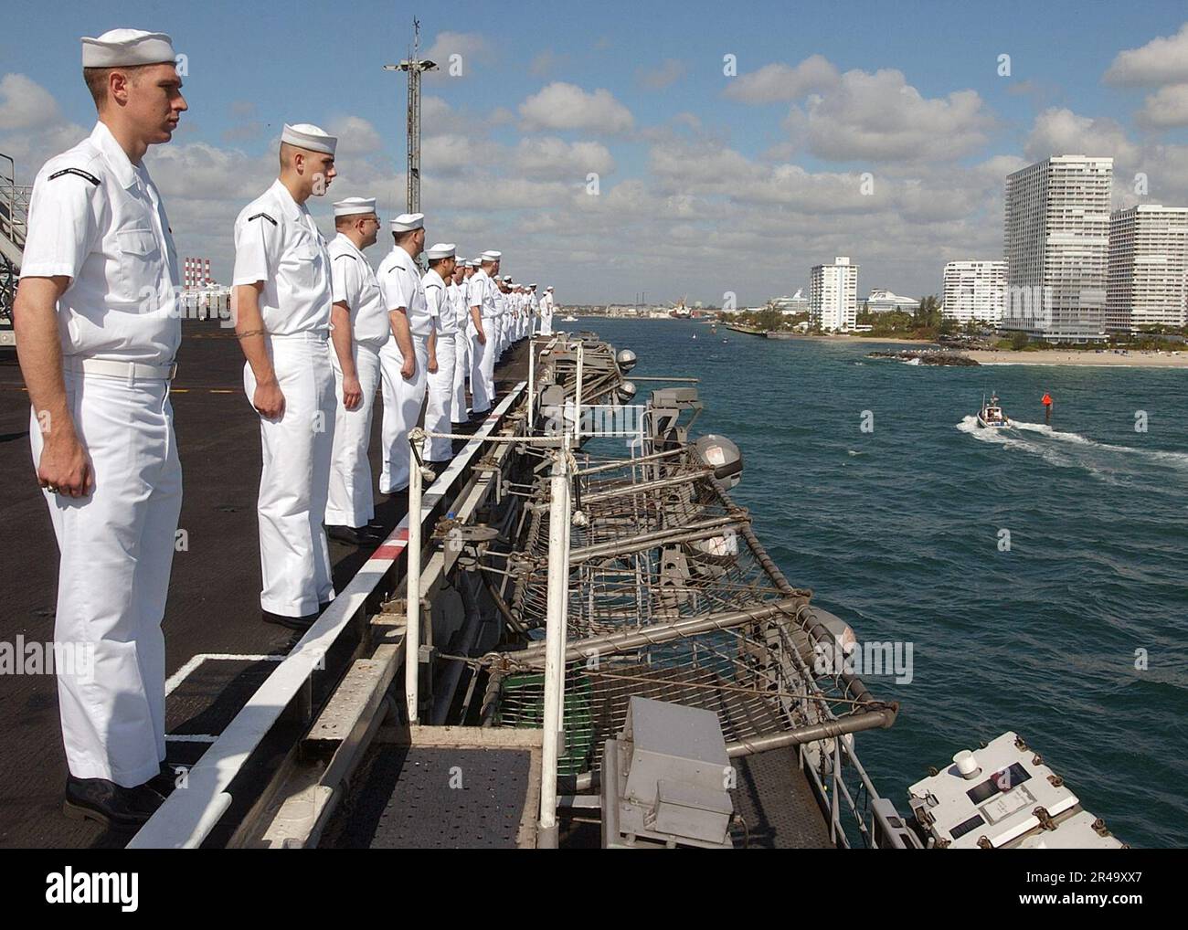Mannig The Rails US Navy Sailors aboard the nuclear powered aircraft carrier USS ...