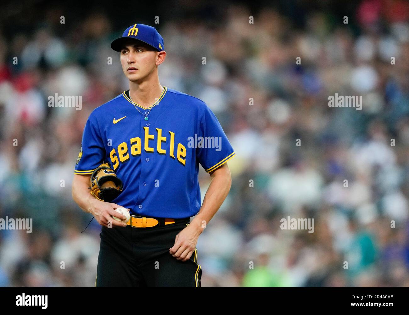 Seattle Mariners starting pitcher George Kirby throws against the  Pittsburgh Pirates in a baseball game, Friday, May 26, 2023, in Seattle.  (AP Photo/Lindsey Wasson Stock Photo - Alamy