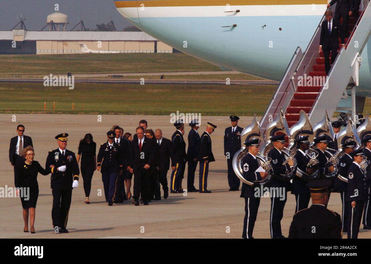 US Navy Former President Ronald Reagan's widow Nancy Reagan is escorted ...