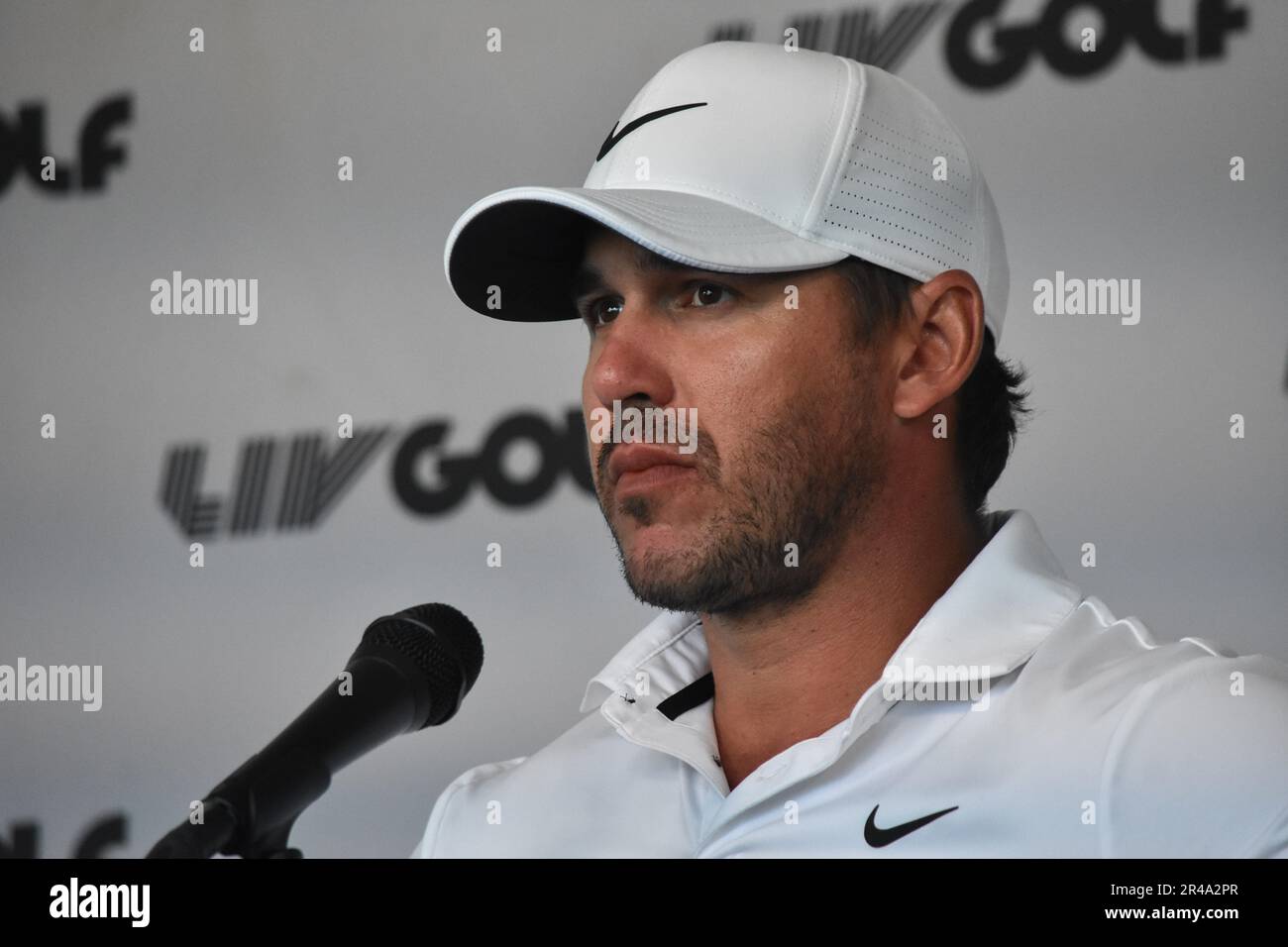 Sterling, United States. 26th May, 2023. Brooks Koepka listens to