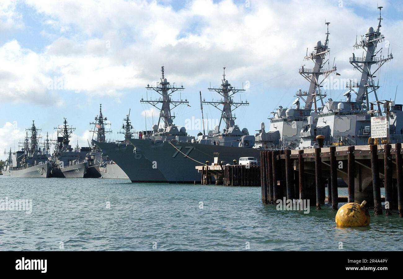 US Navy Warships from several nations sit pierside at Naval Station