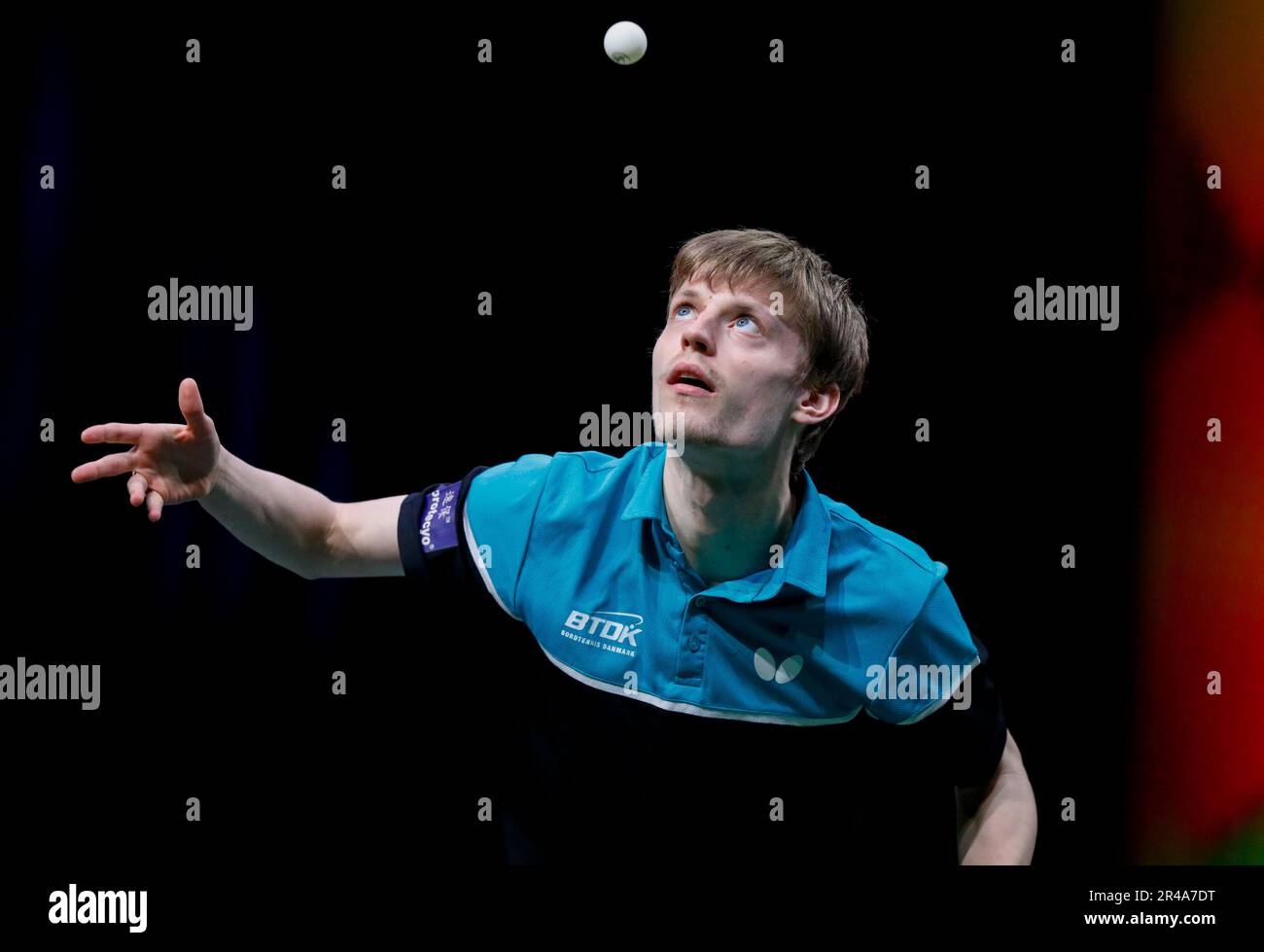 Durban, South Africa. 26th May, 2023. Anders Lind of Denmark serves