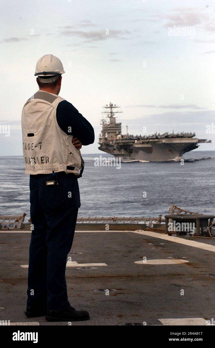 US Navy A Boatswain's Mate assigned to the Military Sealift Command ...