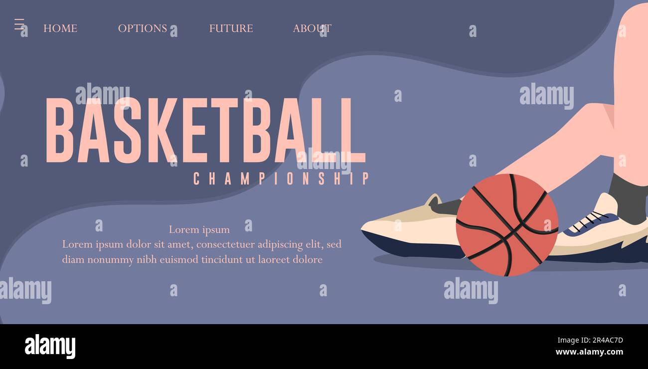 Basketball championship tournament login interface poster, web banner design vector illustration