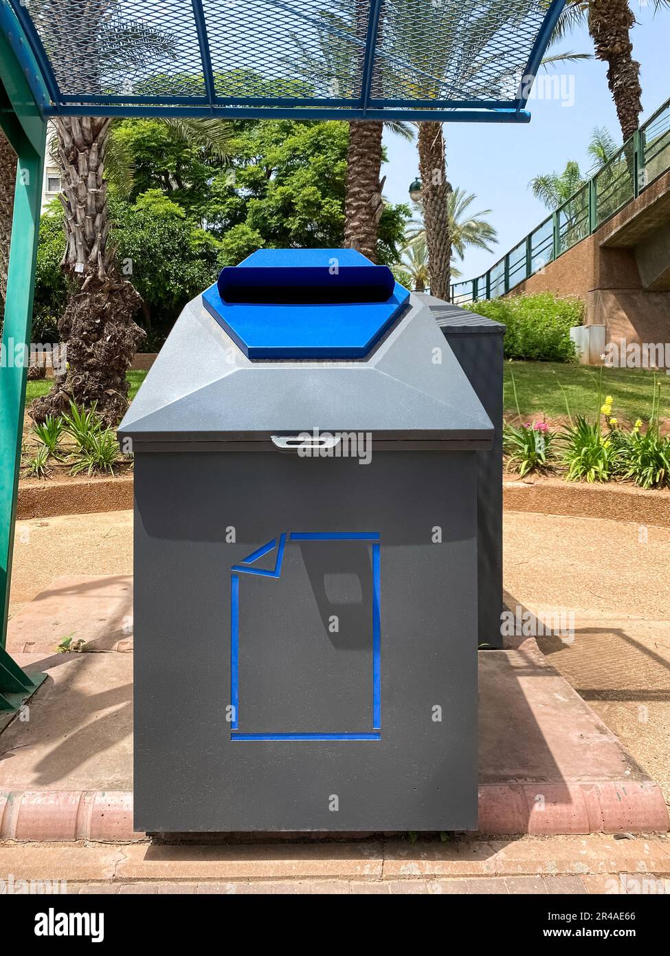 Paper recycling container on city street Stock Photo Alamy