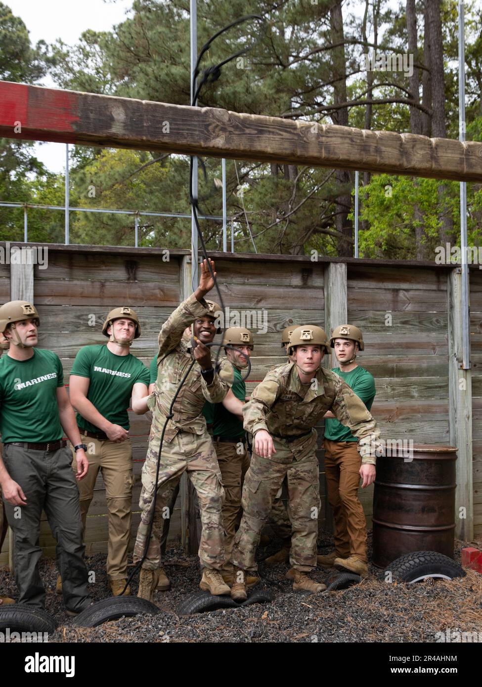 A U.S. Marine Officer Candidate, with 6th Marine Corps District, throws ...