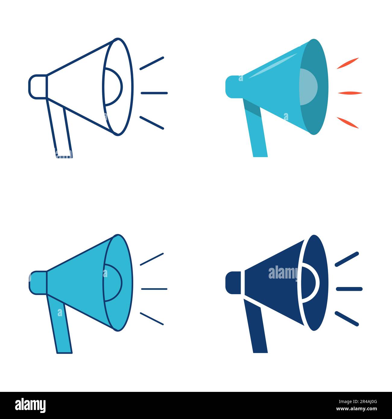 Promotion icon set in flat and line style. Megaphone speaker symbol ...