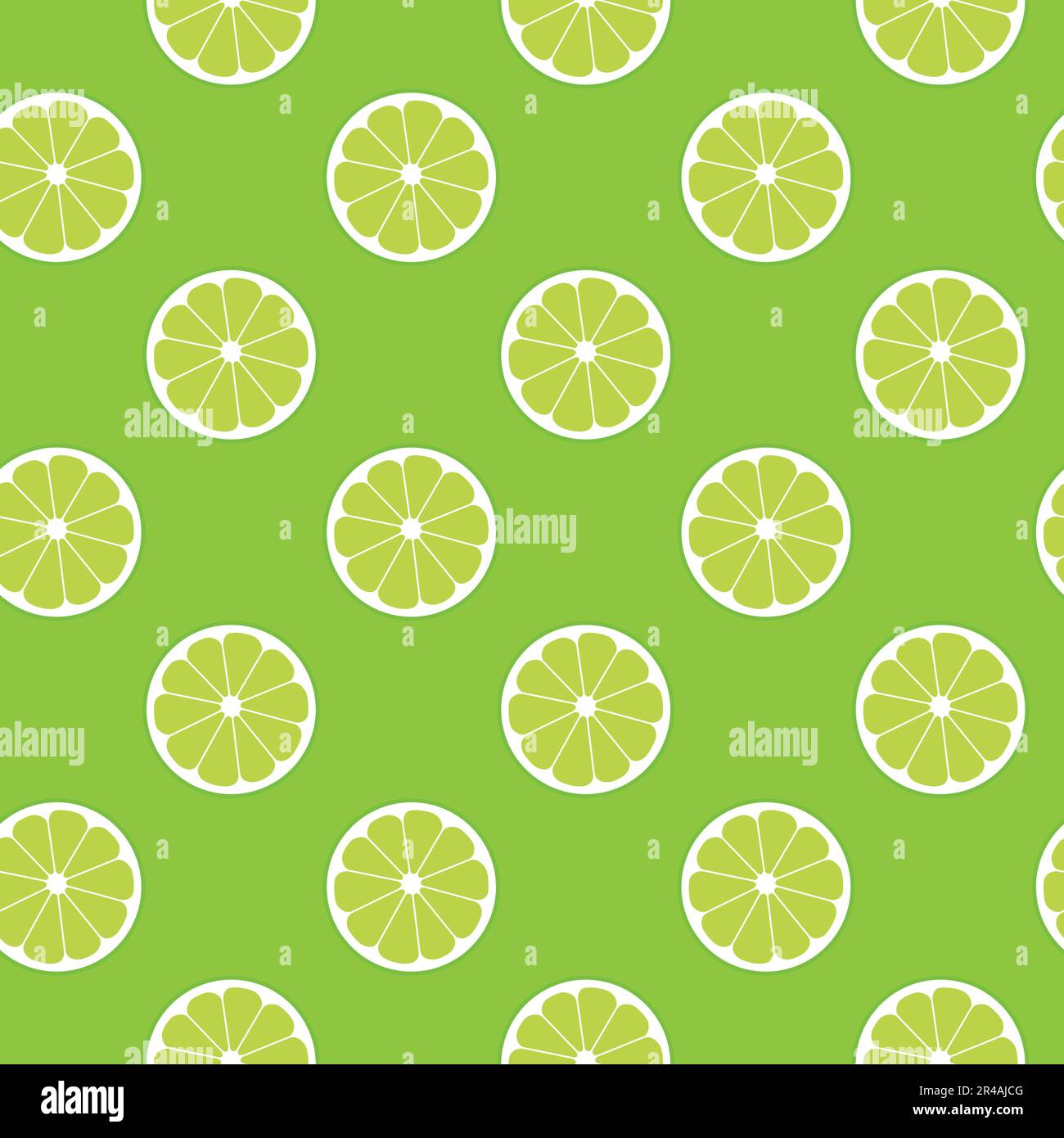 Summer Seamless Pattern Lime Slices on Green Background Stock Vector