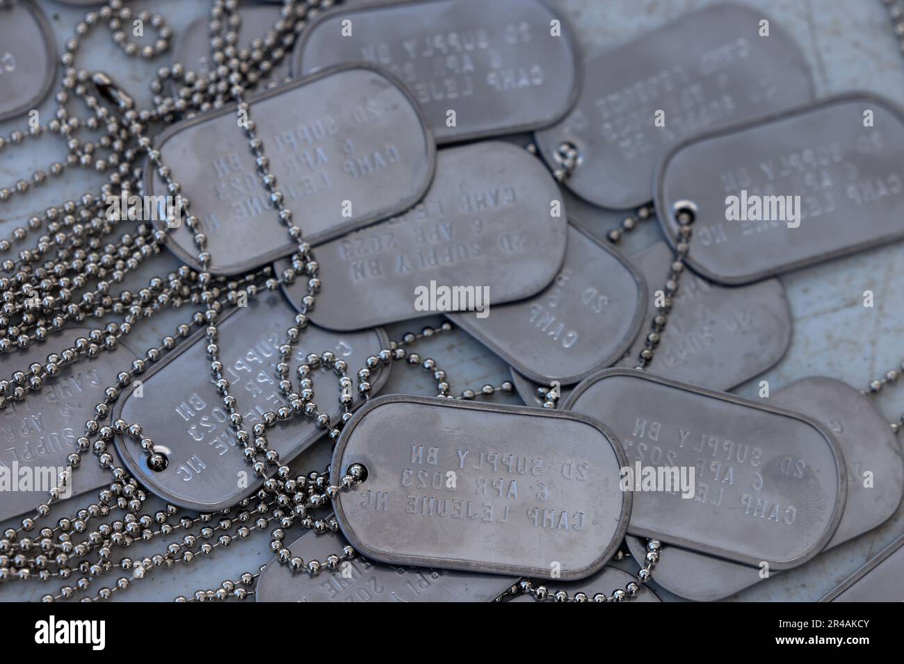 Dog Tags on display during a family event for 2nd Supply Battalion, 2nd