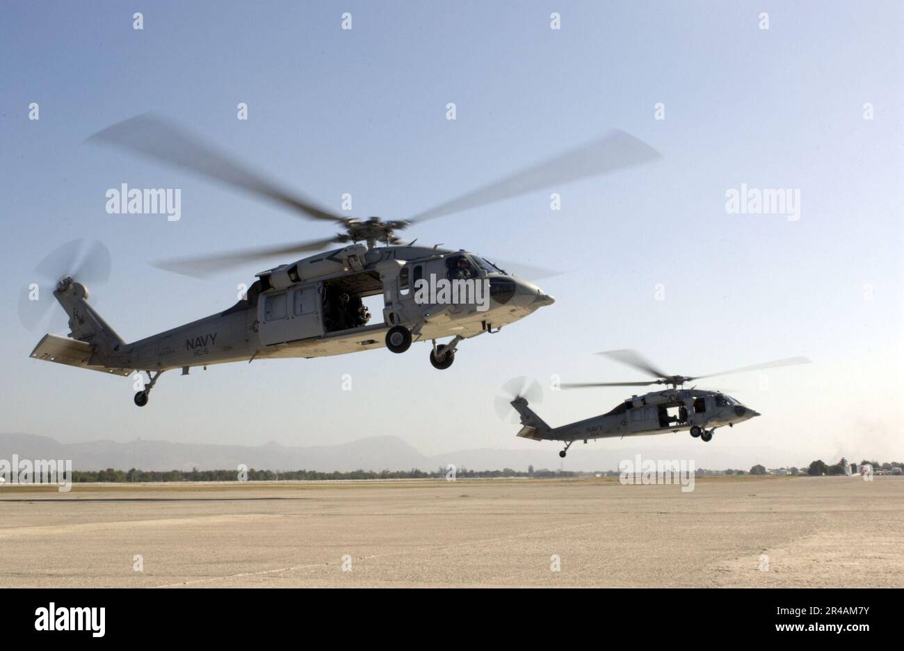 US Navy Two MH60S Knighthawk helicopters conduct logistic flights