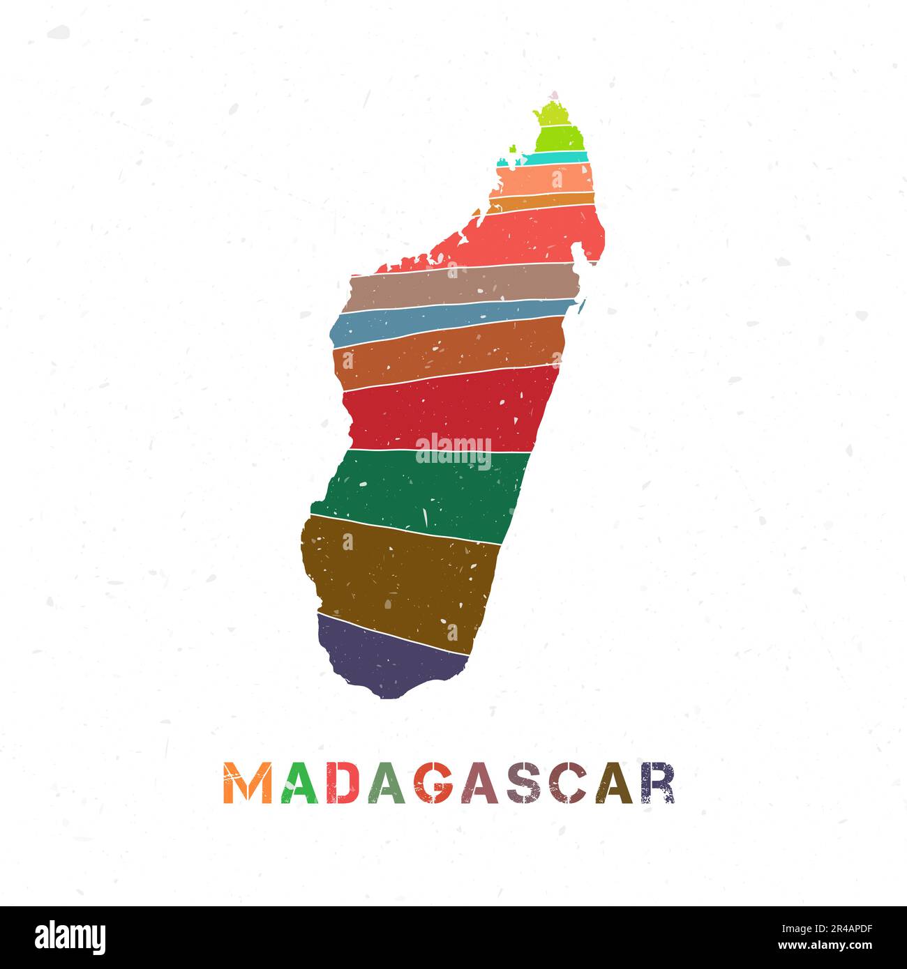 Madagascar map design. Shape of the country with beautiful geometric waves and grunge texture. Radiant vector illustration. Stock Vector