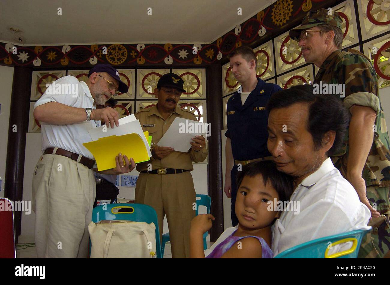 US Navy  ''Project HOPE'' member, Banks meet with the Governor of North Sumatra Province, Mr. Rizal Nurdin. Stock Photo