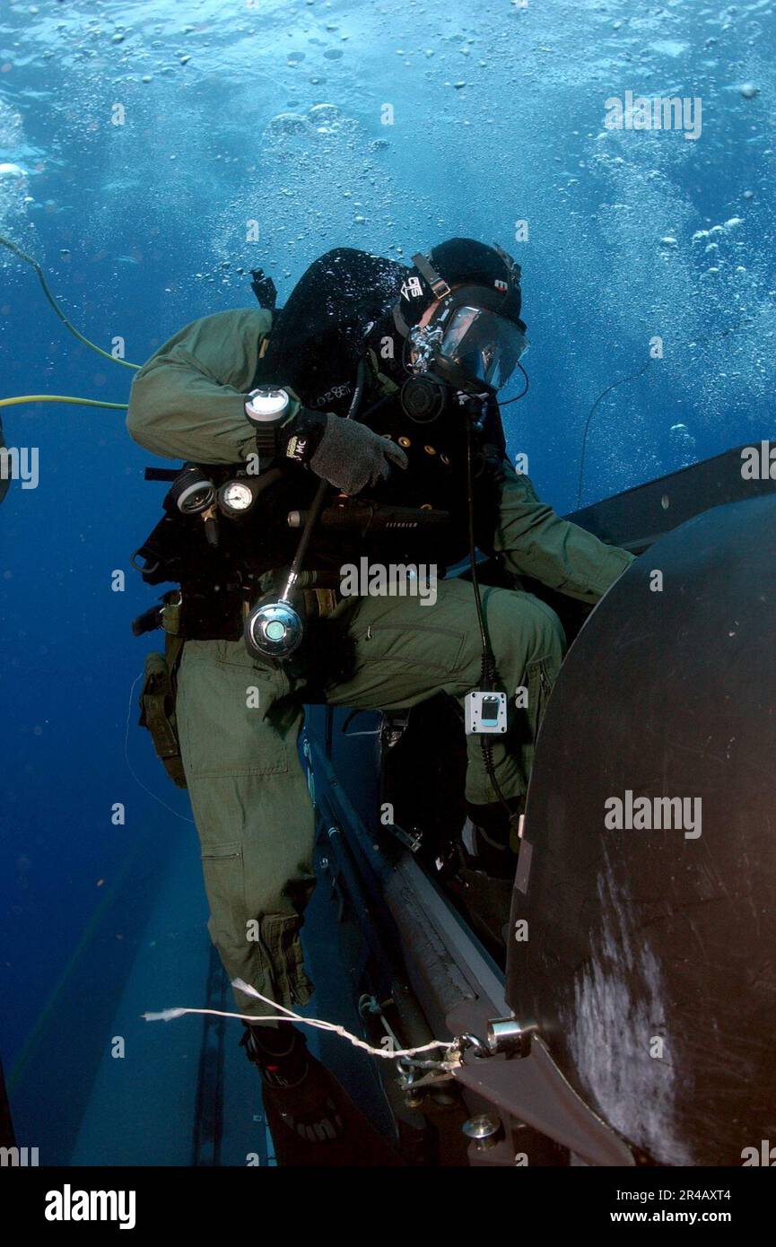 US Navy A member of SEAL Delivery Vehicle Team Two (SDVT2) climbs