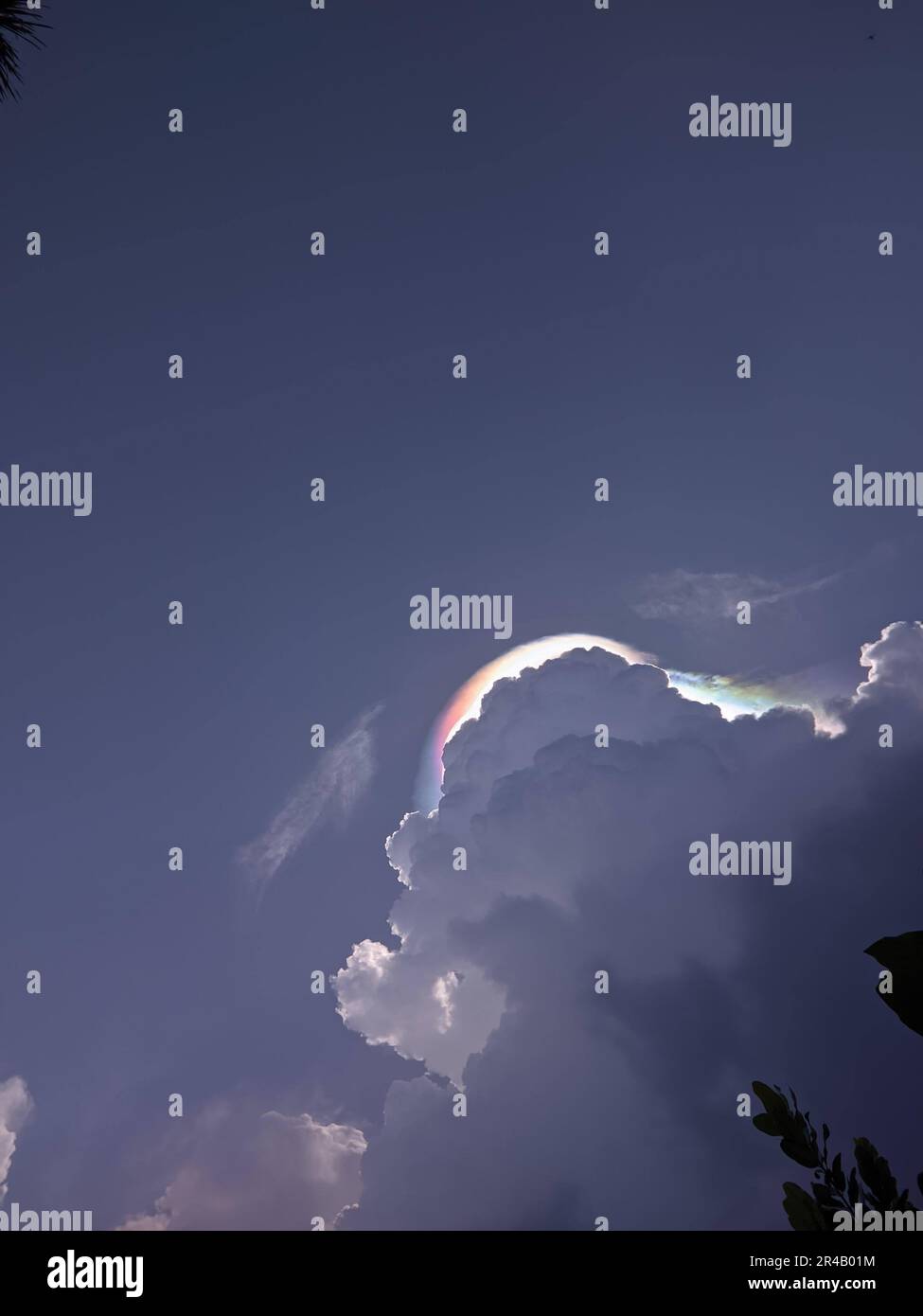 A beautiful white fluffy cloud in the clear dark blue sky Stock Photo ...