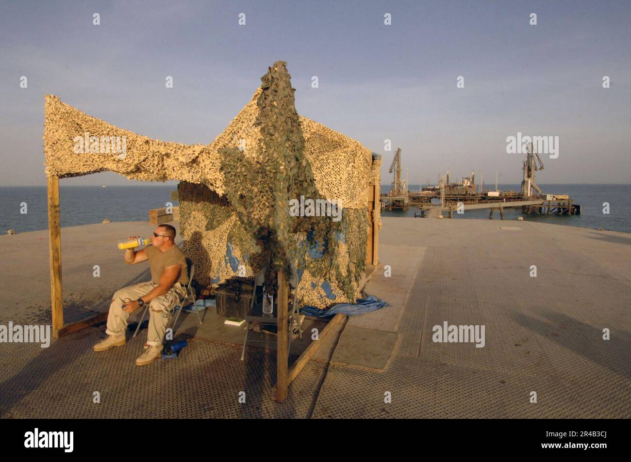 Furthermost US Navy Master-at-arms 2nd Class assigned to Mobile Security Detachment ...