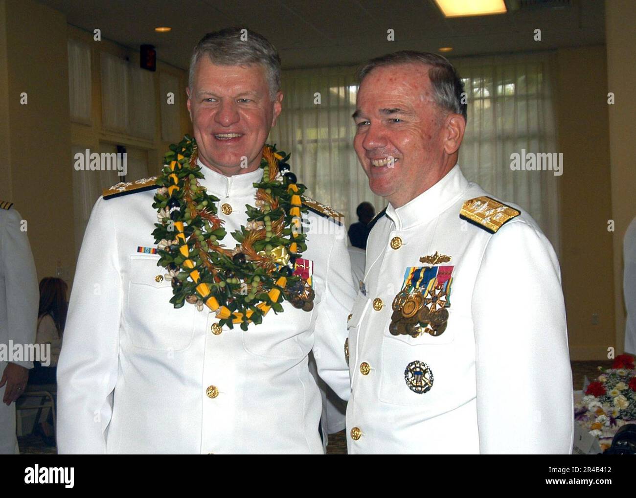 US Navy Commander, U.S. Pacific Fleet, Adm. Gary Roughead, left, stands ...