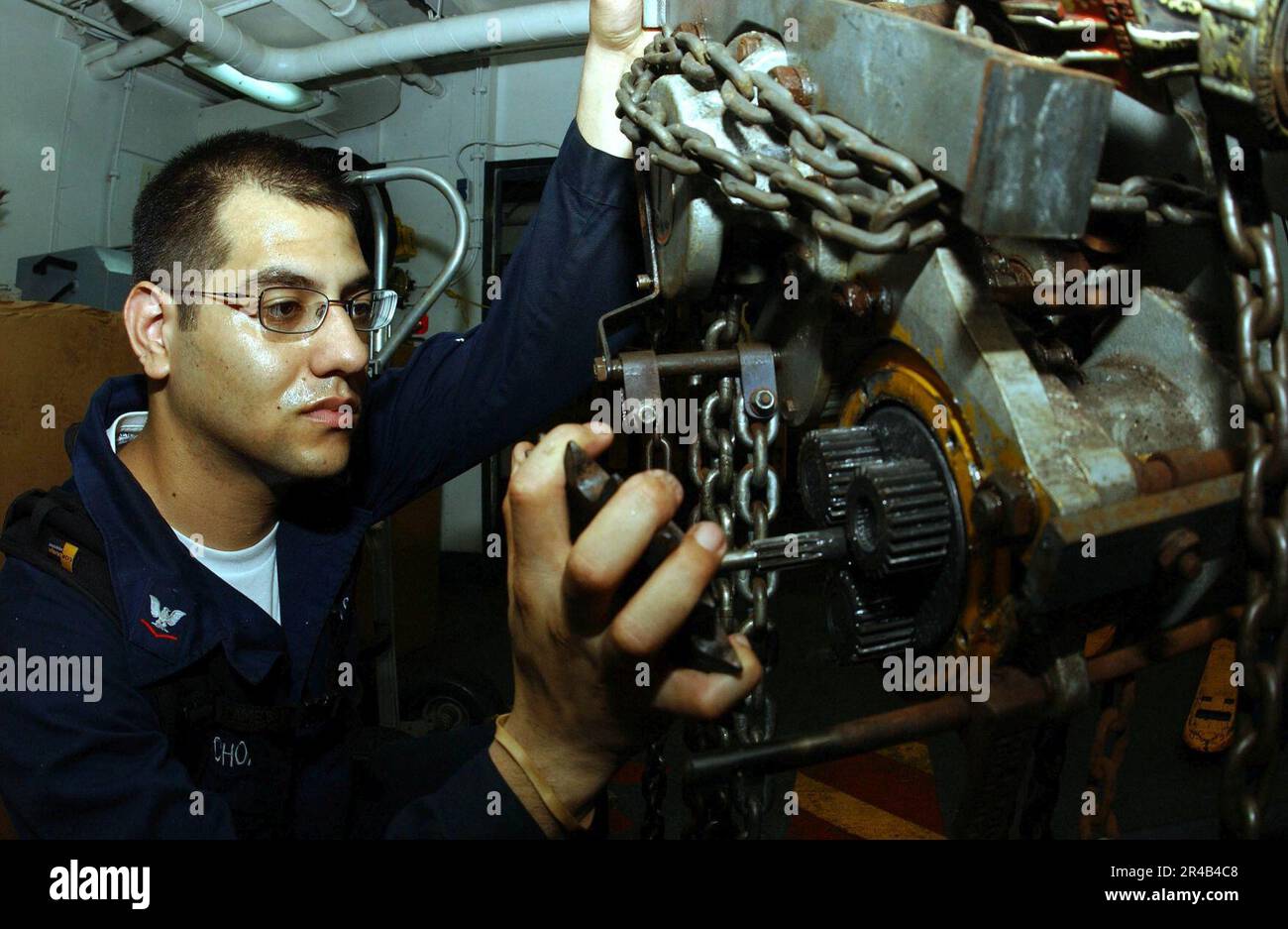 US Navy Aviation Support Equipment Technician 3rd Class assembles the ...