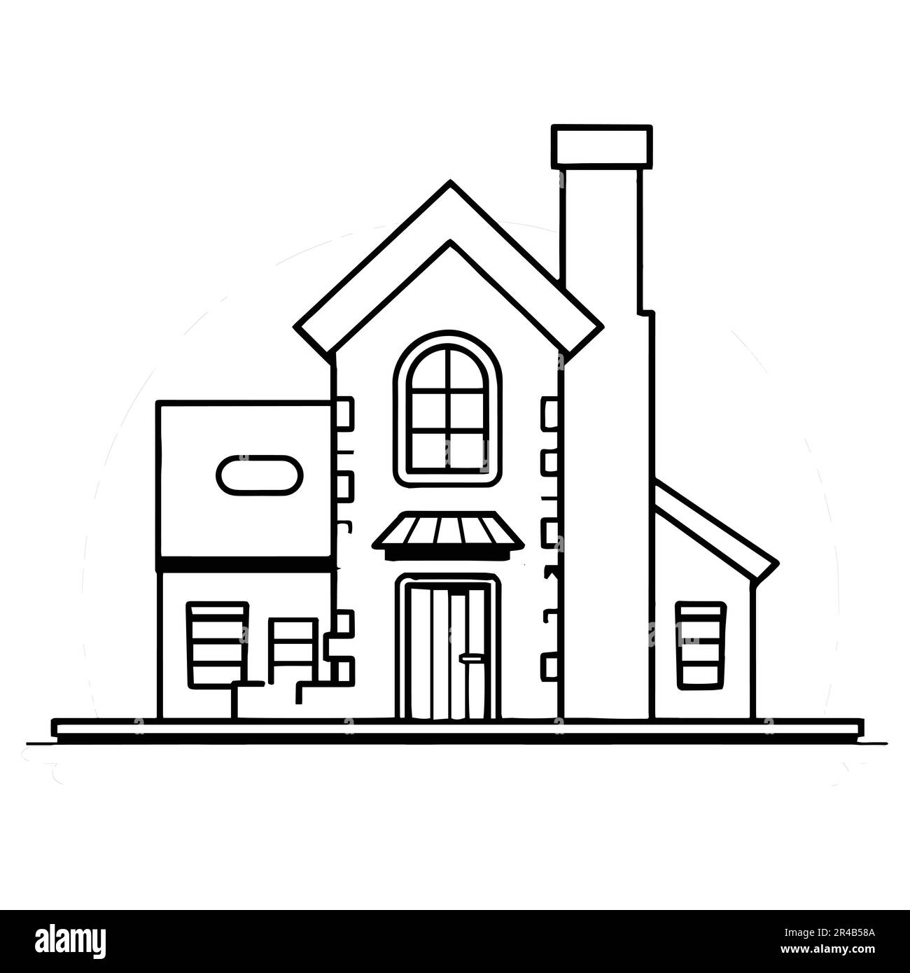 lovely house in flat line art style isolated on background Stock Vector ...