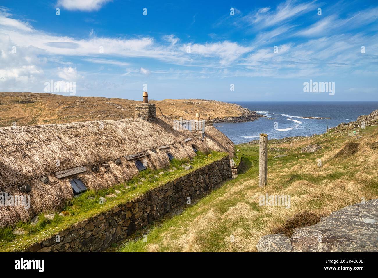 Gearrannan Black House Village, Restored thatched cottages. Carloway