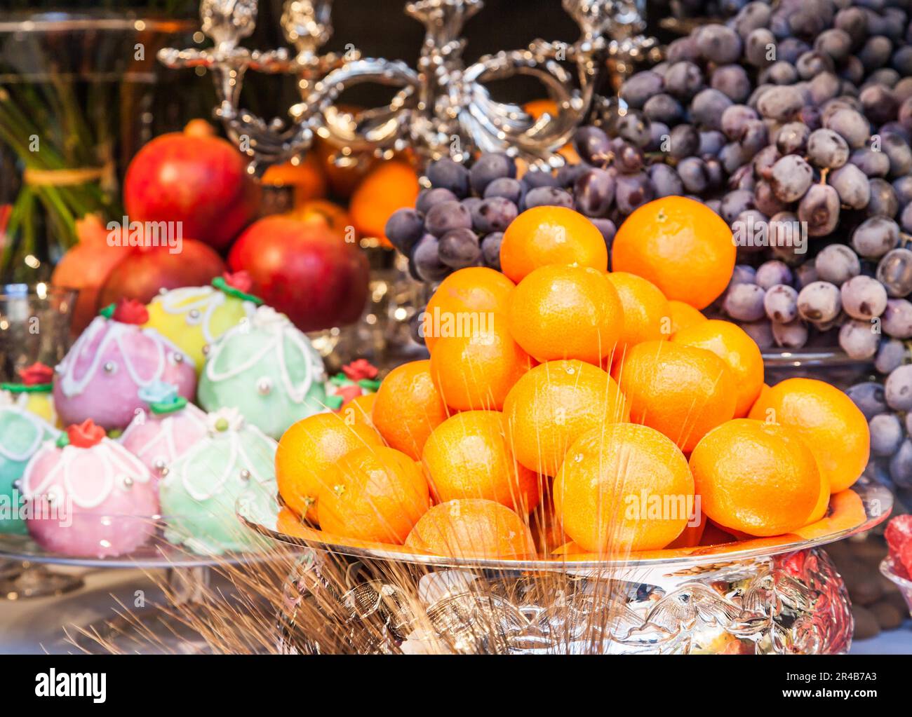 Italy. Luxury table arrangement with seasonal fruit and traditional