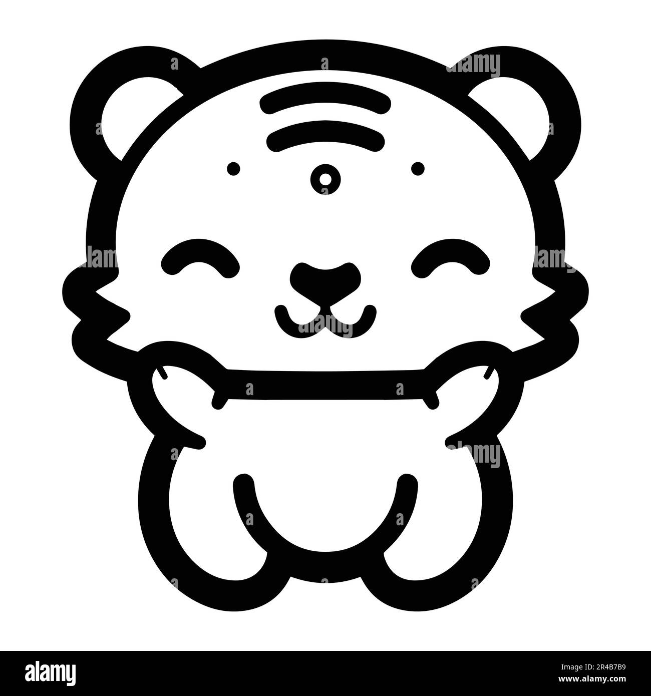 Hand Drawn cute tiger in doodle style isolated on background Stock