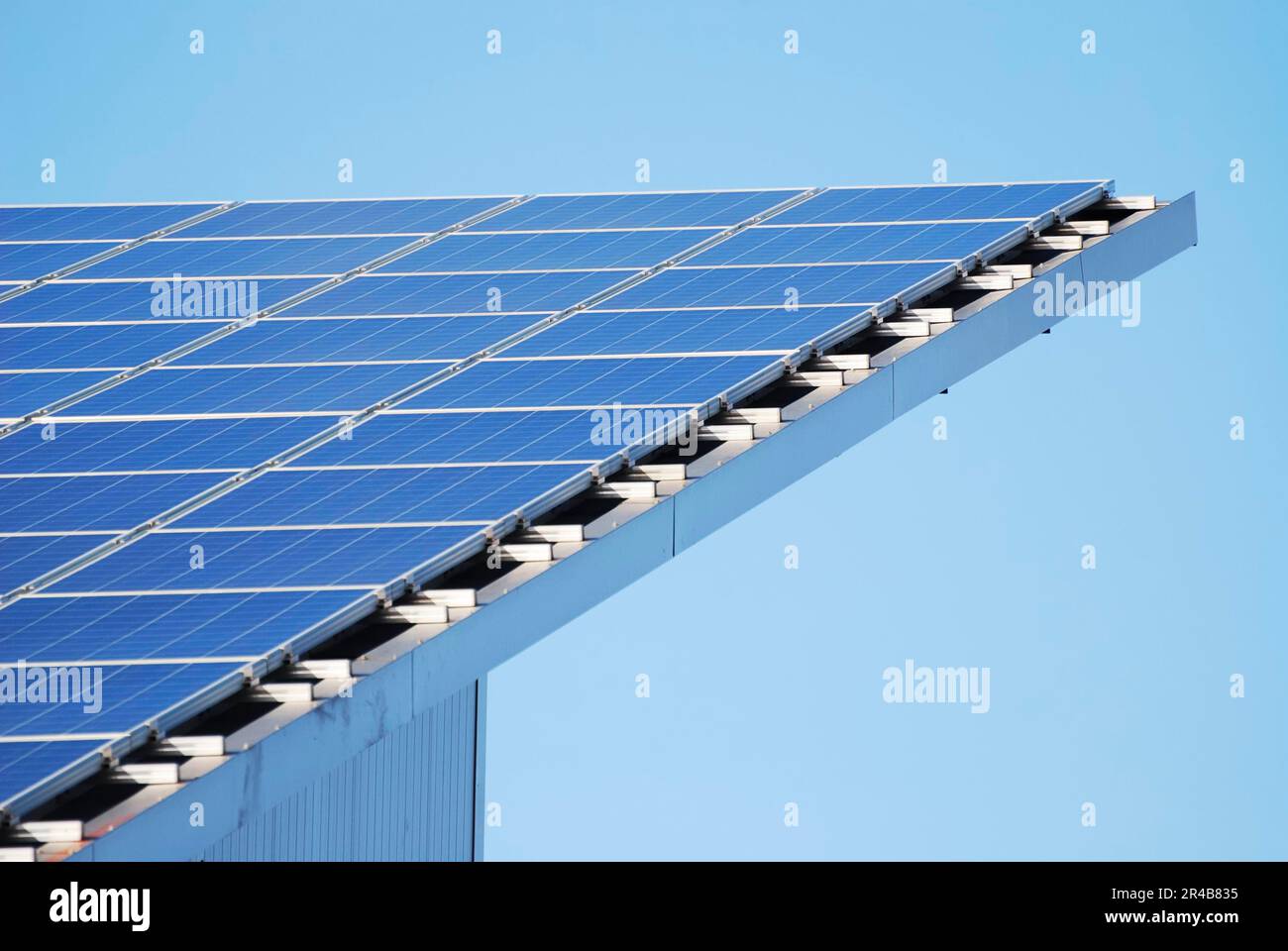 Photovoltaic, Electricity generation with solar panels on the roof Stock Photo