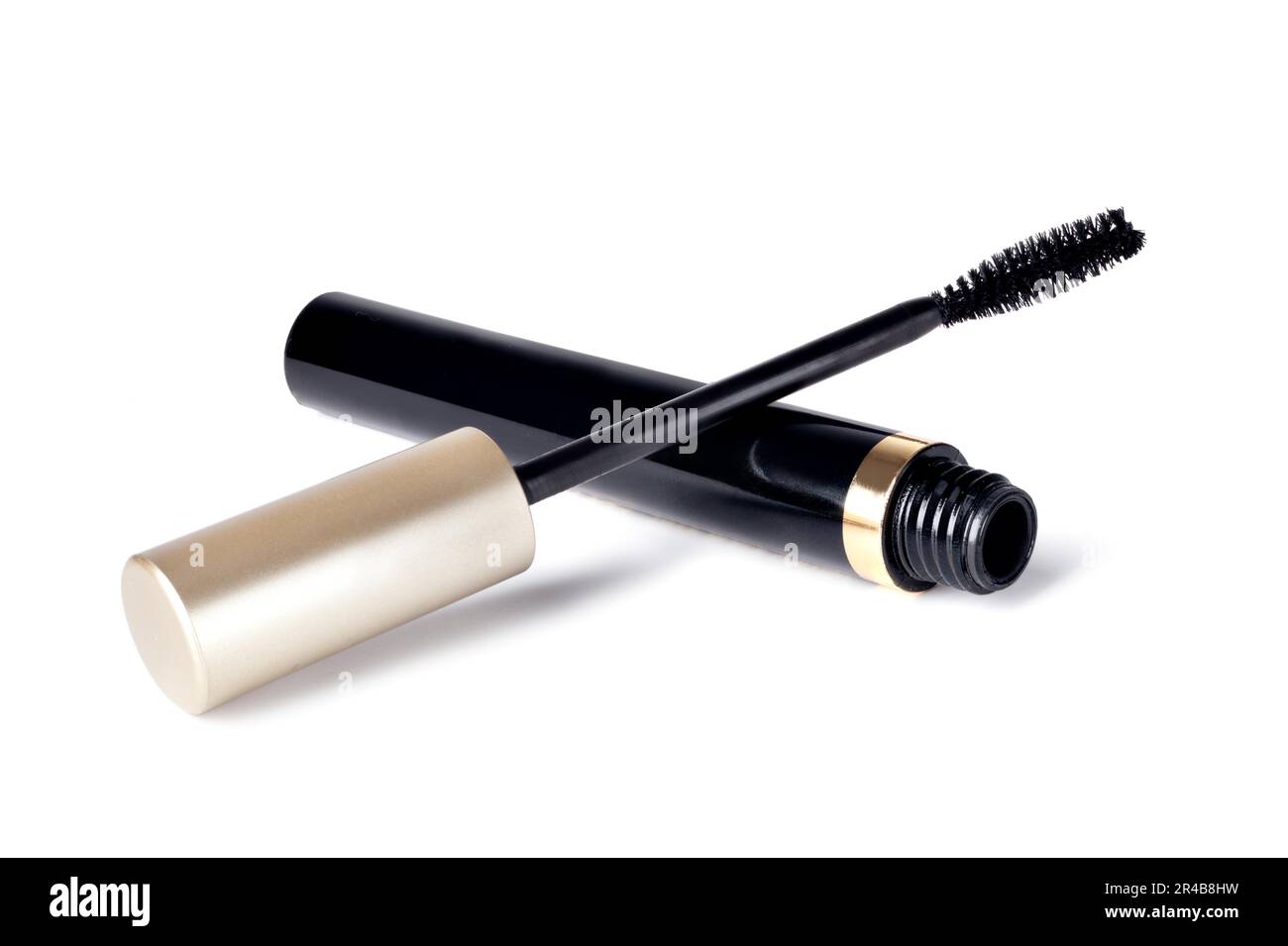 Black mascara wand and tube on white background Stock Photo Alamy