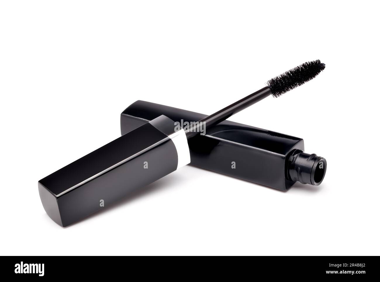 Black mascara wand and tube on white background Stock Photo Alamy