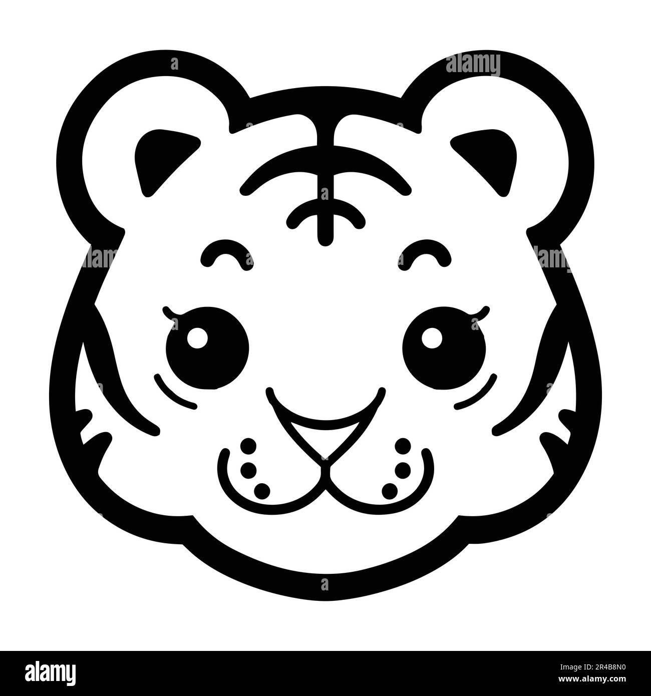 Hand Drawn cute tiger in doodle style isolated on background Stock
