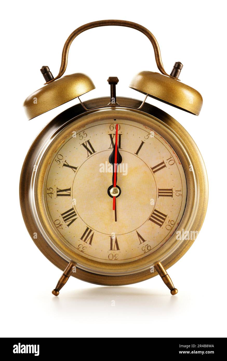 Old alarm clock isolated on white background Stock Photo Alamy