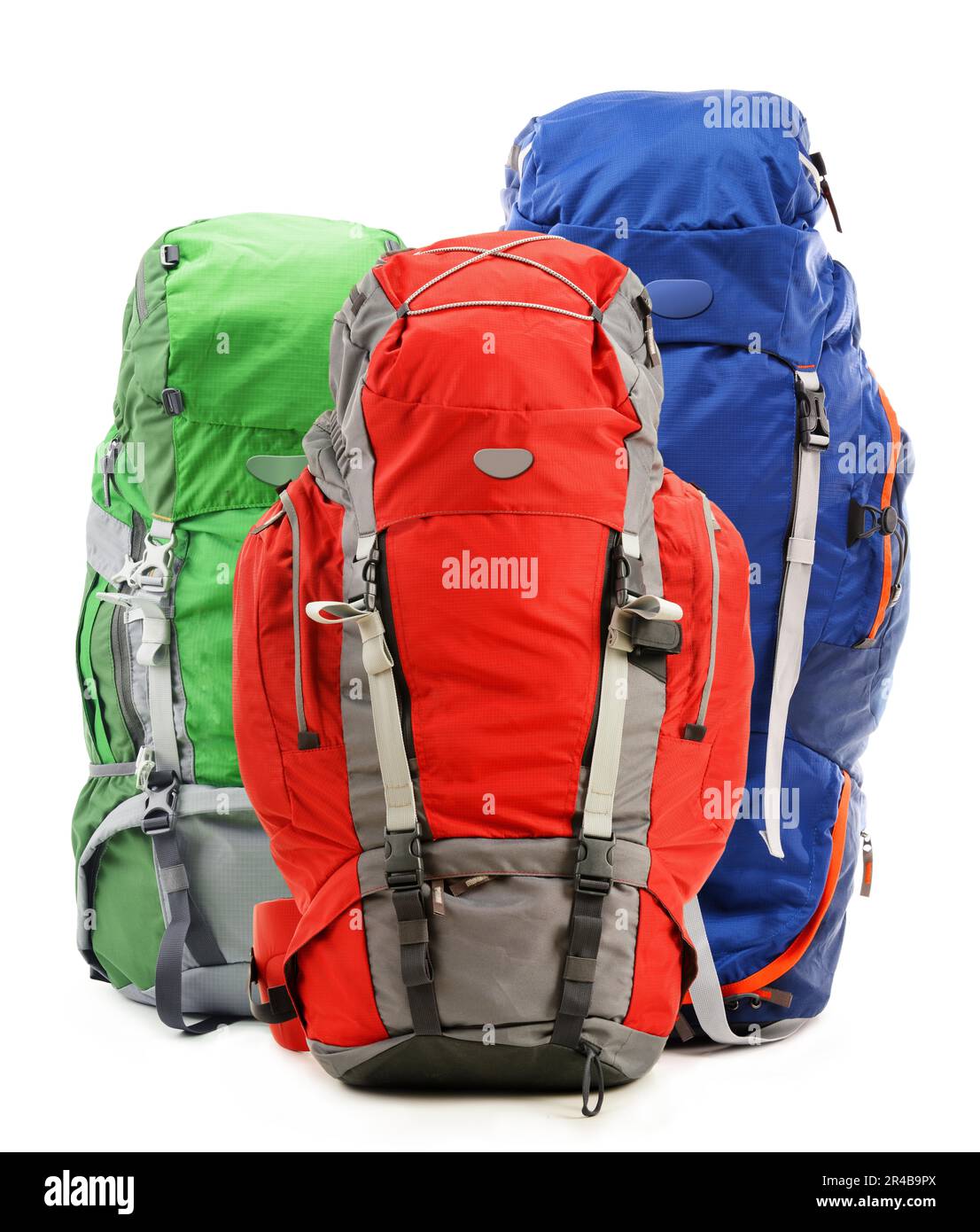 Large red touristic backpack isolated on white Stock Photo