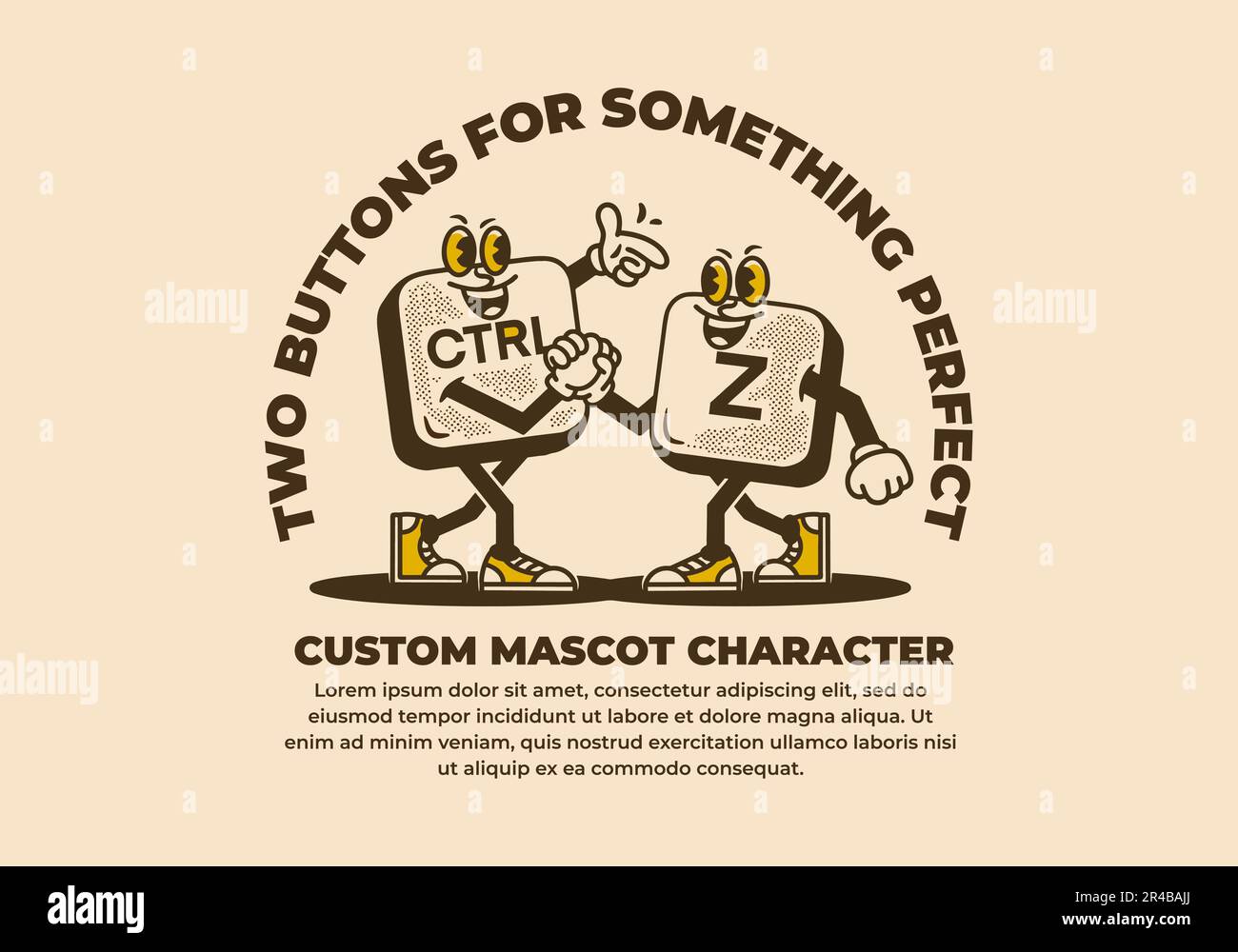 Vintage mascot character design of control Z button Stock Vector Image