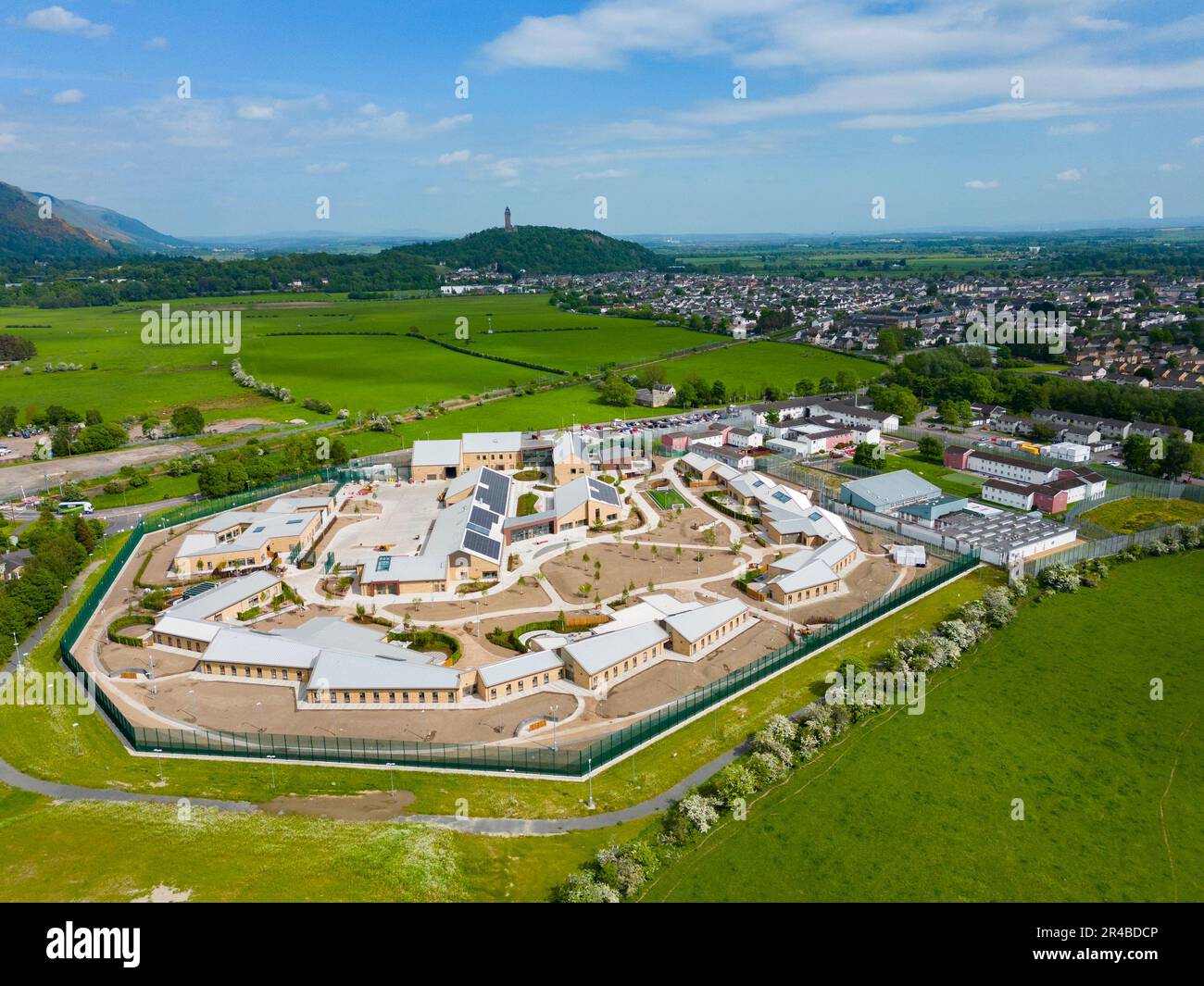 Aerial view before opening of new HMP and YOI Stirling a new women’s prison in Scotland, UK Stock Photo