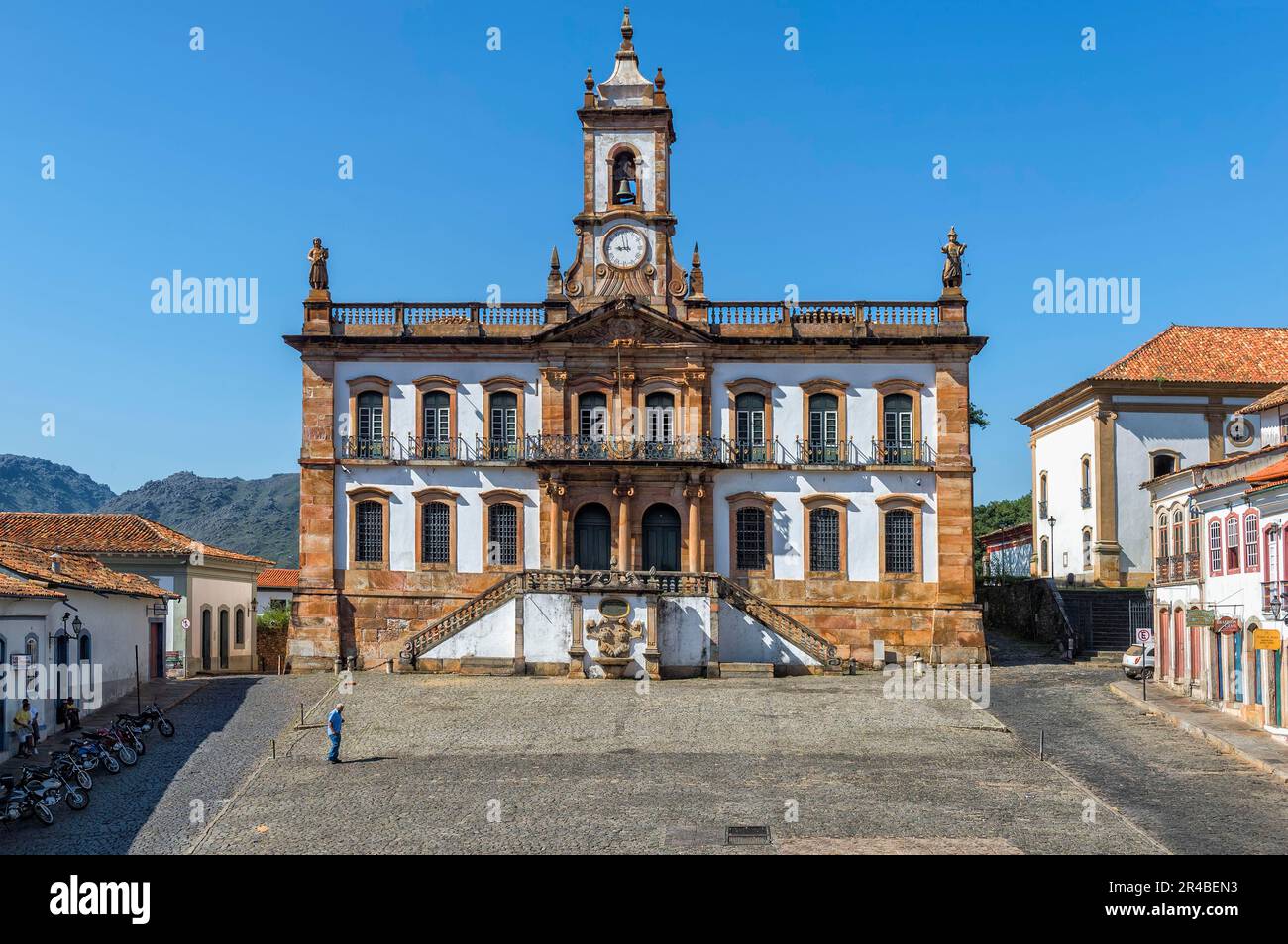 Tiradentes Plaza, Praca, Museum Da Inconfidencia, Ouro Preto, Minas Gerais, Brazil Stock Photo