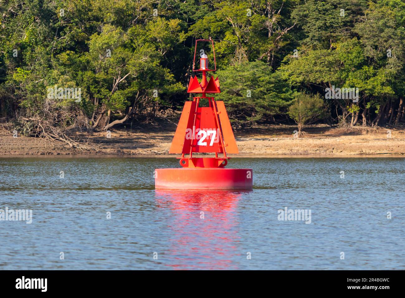 Red lateral buoy (port), river or sea mark used in marine piloting to