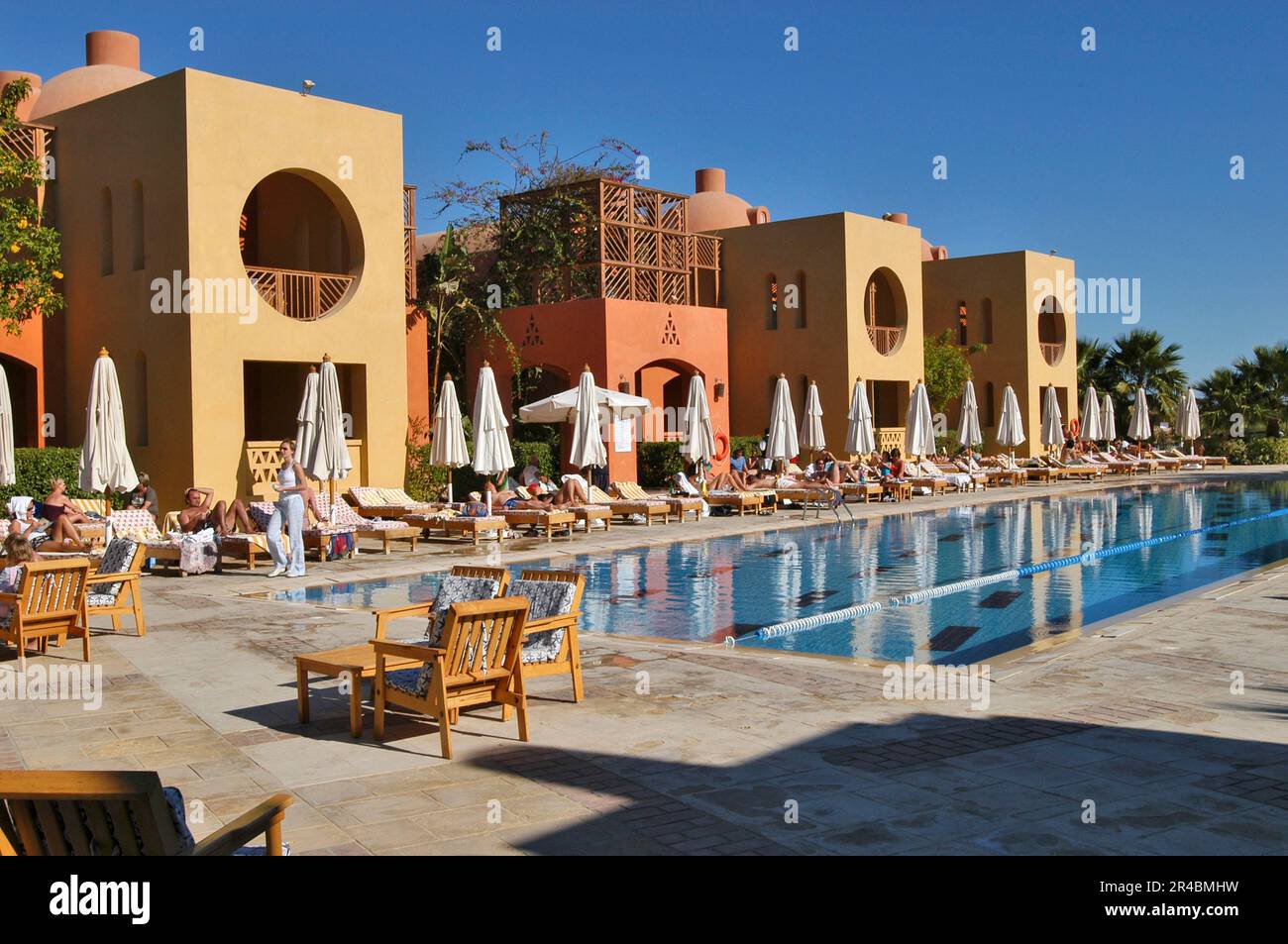 Steigenberger Golf Resort, swimming pool, pool area, el-Guna, Egypt, architect Michael Graves Stock Photo